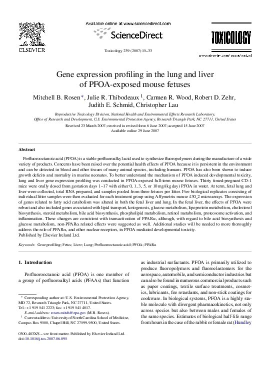 (PDF) Gene expression profiling in the lung and liver of PFOA-exposed ...
