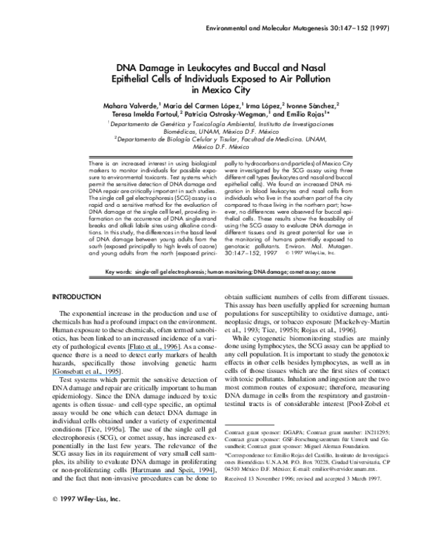 (PDF) DNA damage in leukocytes and buccal and nasal epithelial cells of ...