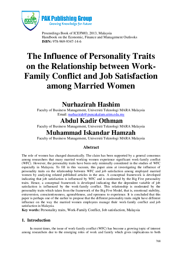 (PDF) The Influence of Personality Traits on the Relationship between ...