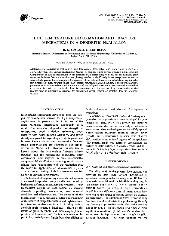 (PDF) High temperature deformation and fracture mechanisms in a ...