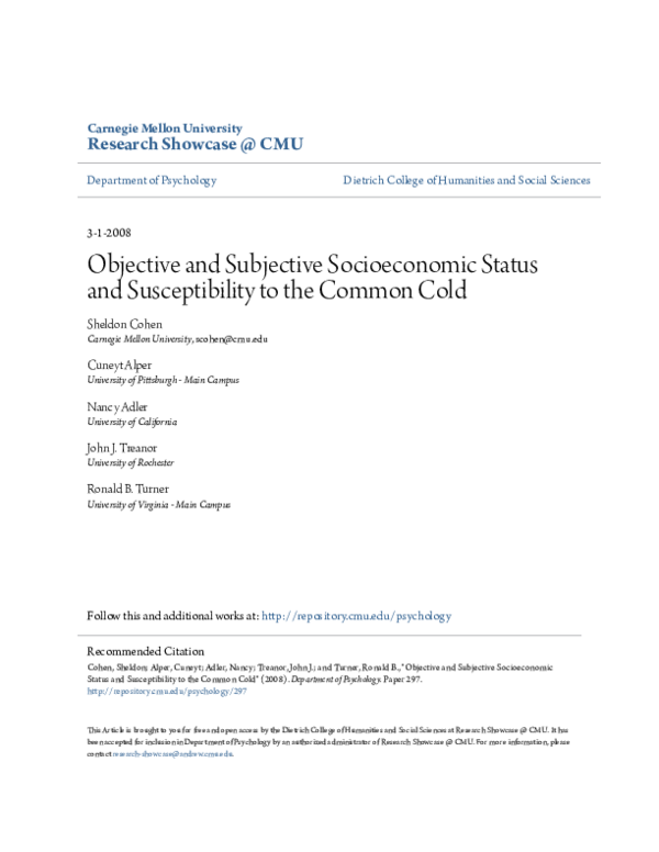 (PDF) Objective and subjective socioeconomic status and health symptoms ...