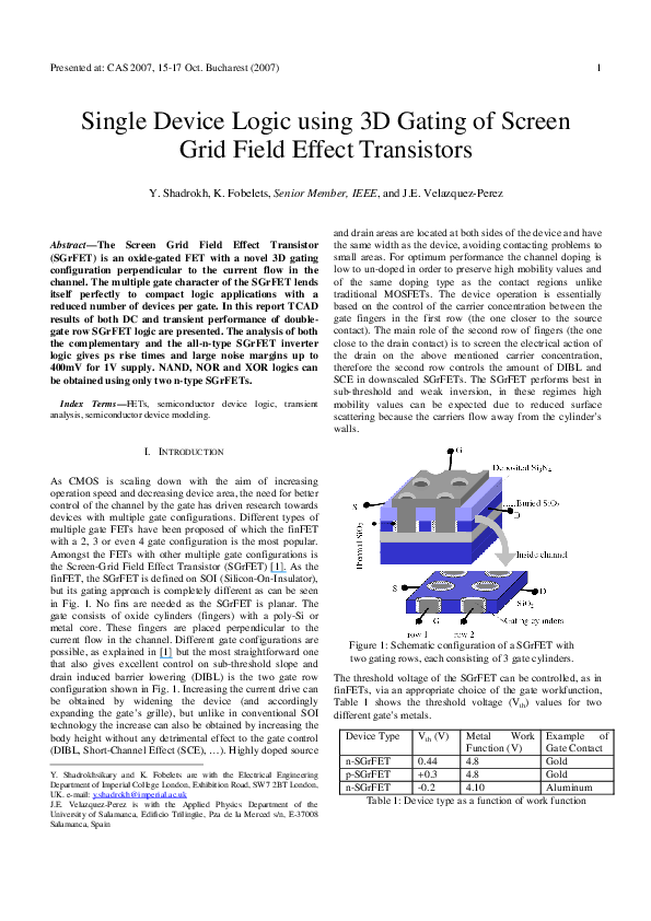 (PDF) Single Device Logic using 3D Gating of Screen Grid Field Effect
