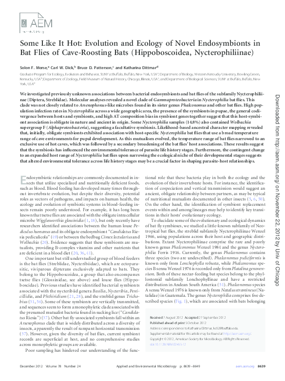 (PDF) Some Like It Hot: Evolution and Ecology of Novel Endosymbionts in ...
