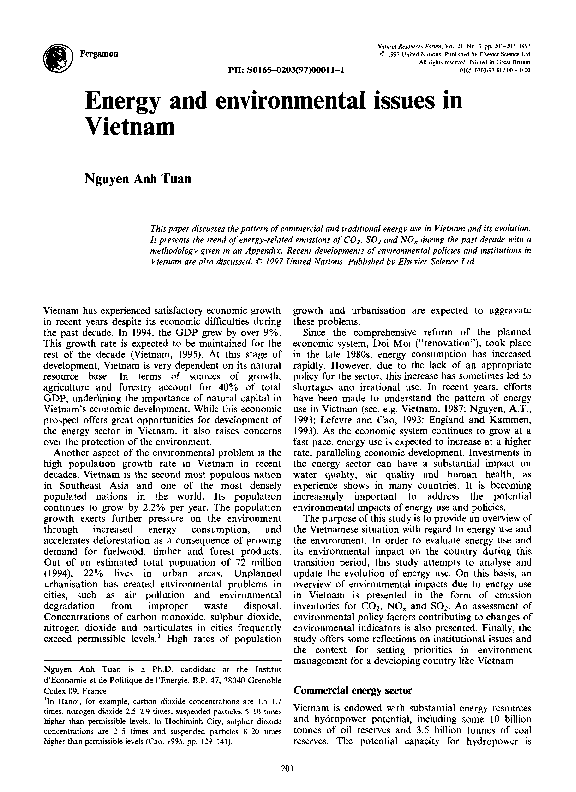 (PDF) Energy and environmental issues in Vietnam