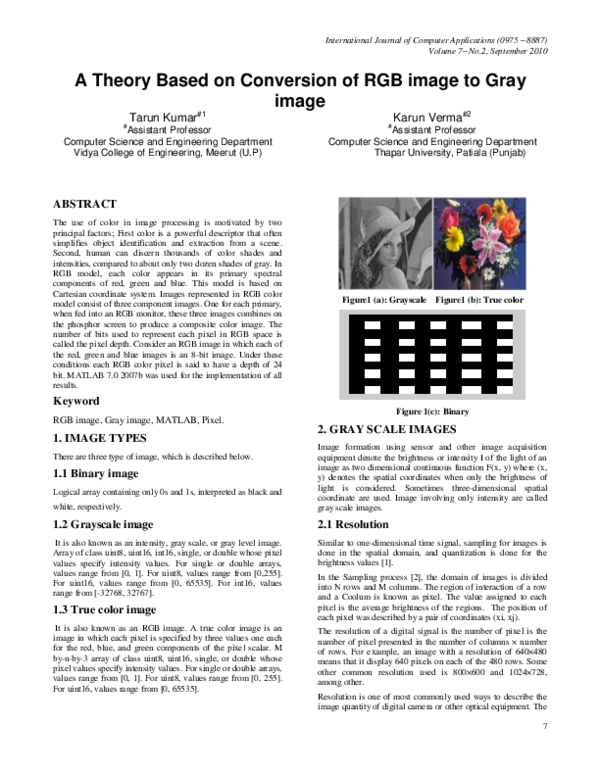 (PDF) A Theory Based on Conversion of RGB image to Gray image