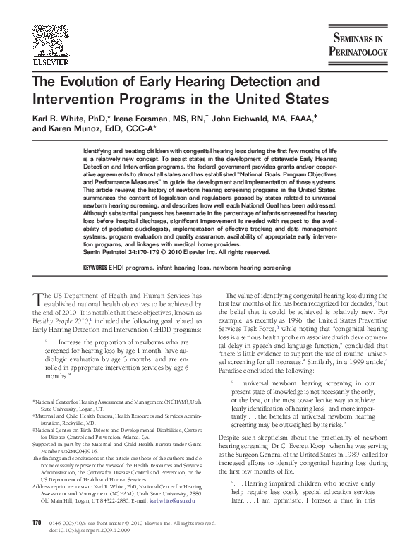 (PDF) The Evolution of Early Hearing Detection and Intervention ...