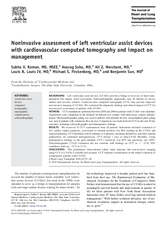 (PDF) Noninvasive assessment of left ventricular assist devices with ...