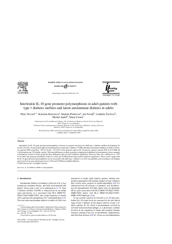 (PDF) Interleukin IL-18 gene promoter polymorphisms in adult patients ...