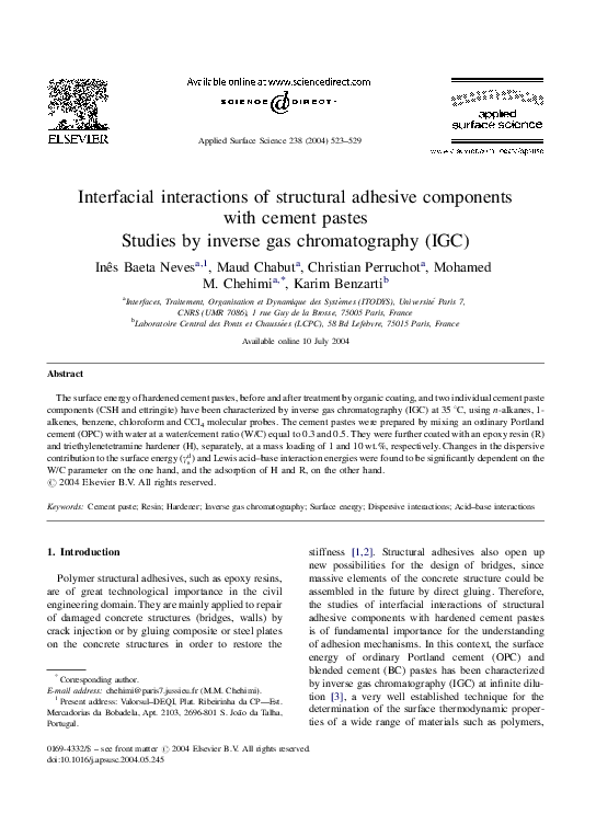 (PDF) Interfacial interactions of structural adhesive components with ...