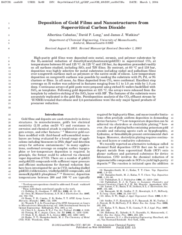 (PDF) Deposition of Gold Films and Nanostructures from Supercritical ...