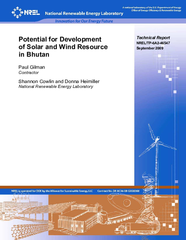 (PDF) Potential for Development of Solar and Wind Resource in Bhutan