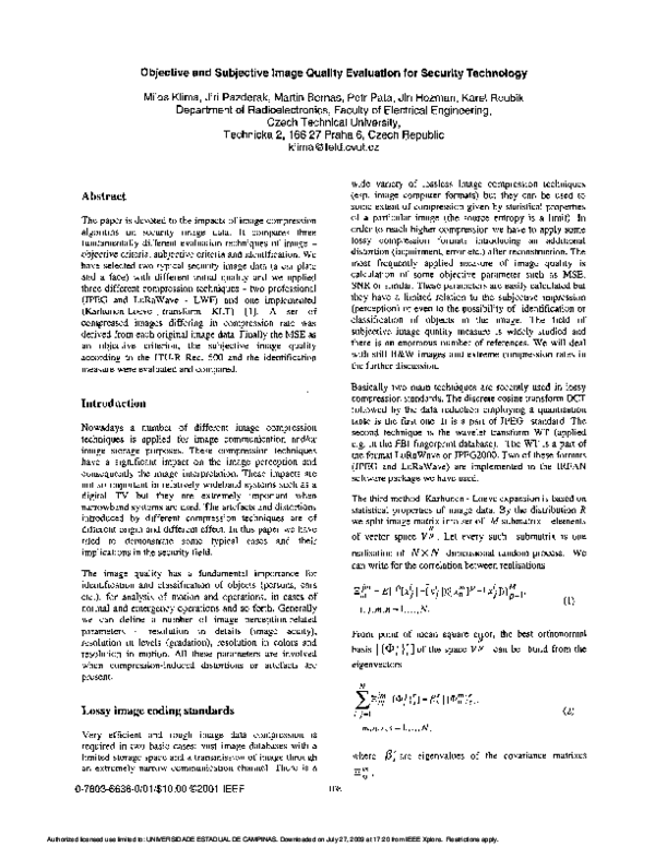 (PDF) Objective and subjective image quality evaluation for security ...