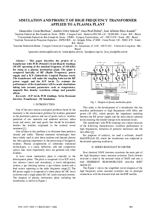 (PDF) Simulation and project of high frequency transformer applied to a ...