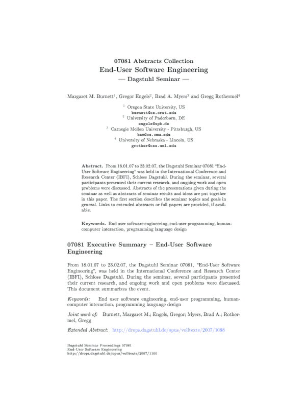 (PDF) End user software engineering