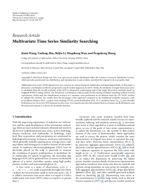 (PDF) Multi-measure Similarity Searching for Time Series