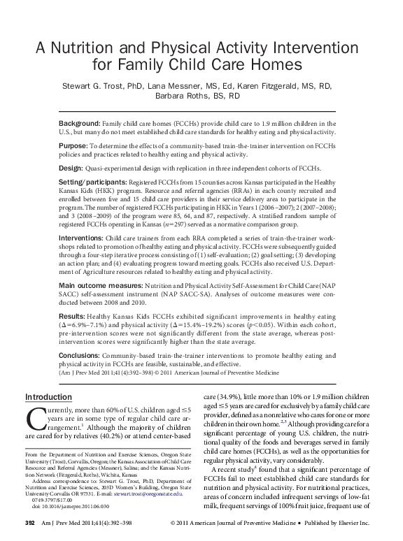 (PDF) A Nutrition and Physical Activity Intervention for Family Child ...