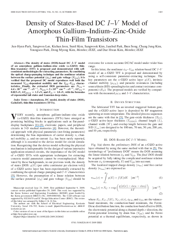 (PDF) Density of States-Based DC – Model of Amorphous Gallium–Indium ...