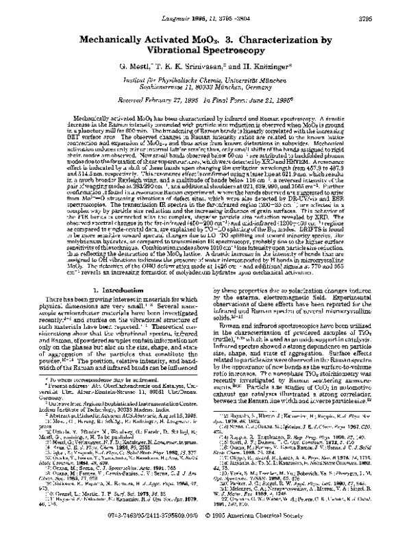 (PDF) Mechanically Activated MoO3. 3. Characterization by Vibrational ...