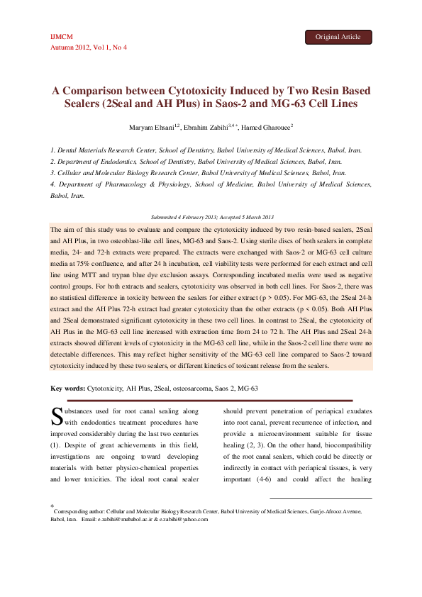 (PDF) A Comparison between Cytotoxicity Induced by Two Resin Based ...