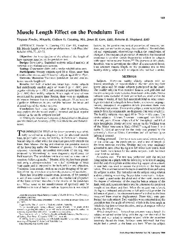 (PDF) Muscle length effect on the pendulum test