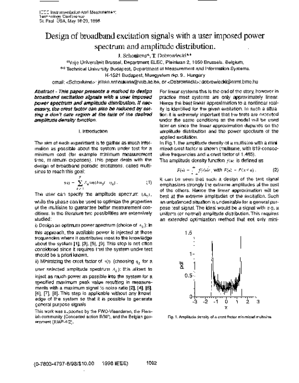 (PDF) Design of broadband excitation signals with a user imposed power ...