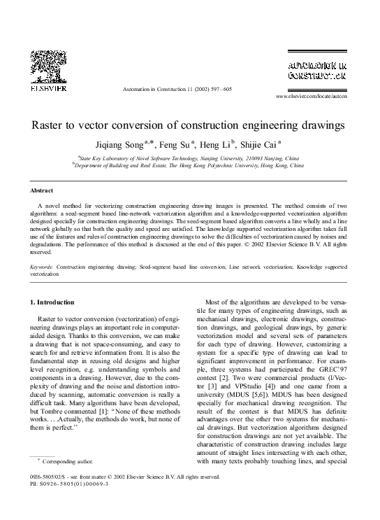 (PDF) Raster to vector conversion of construction engineering drawings