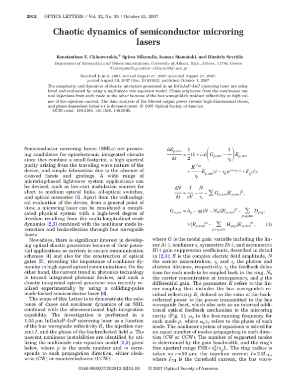 (PDF) Numerical investigation of semiconductor ring lasers with two