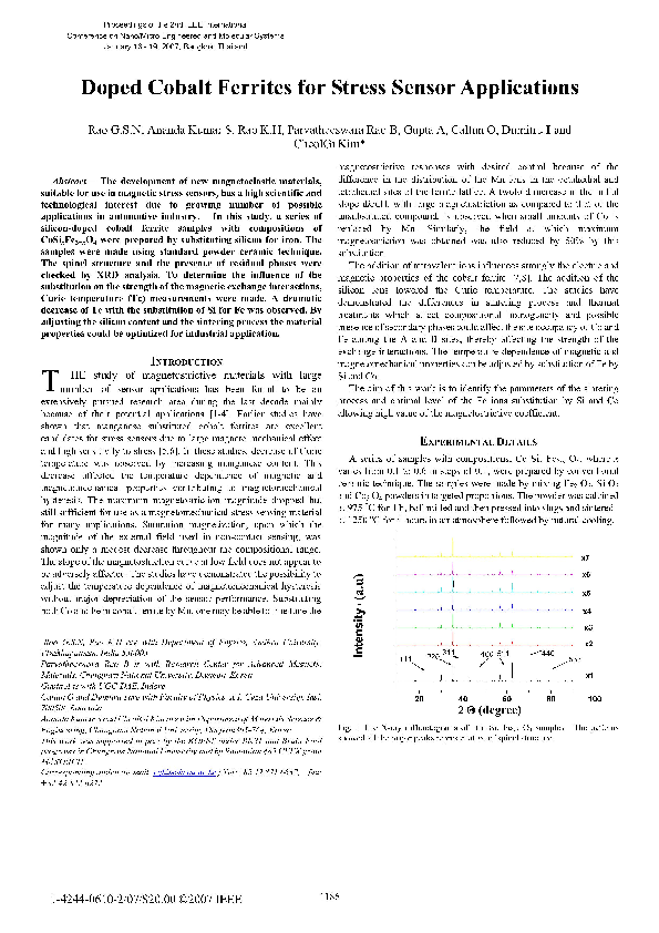 (PDF) Doped Cobalt Ferrites for Stress Sensor Applications Ovidiu
