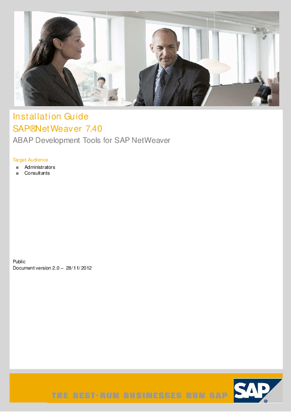 (PDF) Installation Guide SAP® NetWeaver 7.40 ABAP Development Tools for