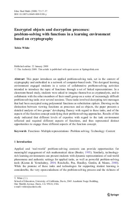 (PDF) Encrypted objects and decryption processes: problem-solving with ...