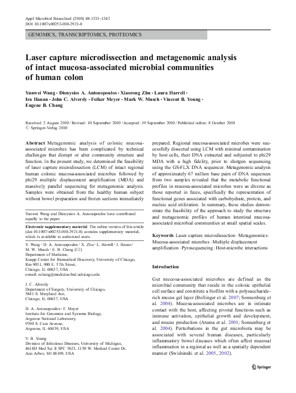 (PDF) Laser capture microdissection and metagenomic analysis of intact ...