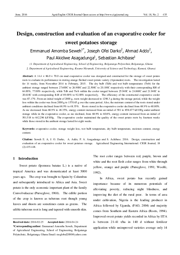 (PDF) Design and Fabrication of a Passive Evaporative Coooling System