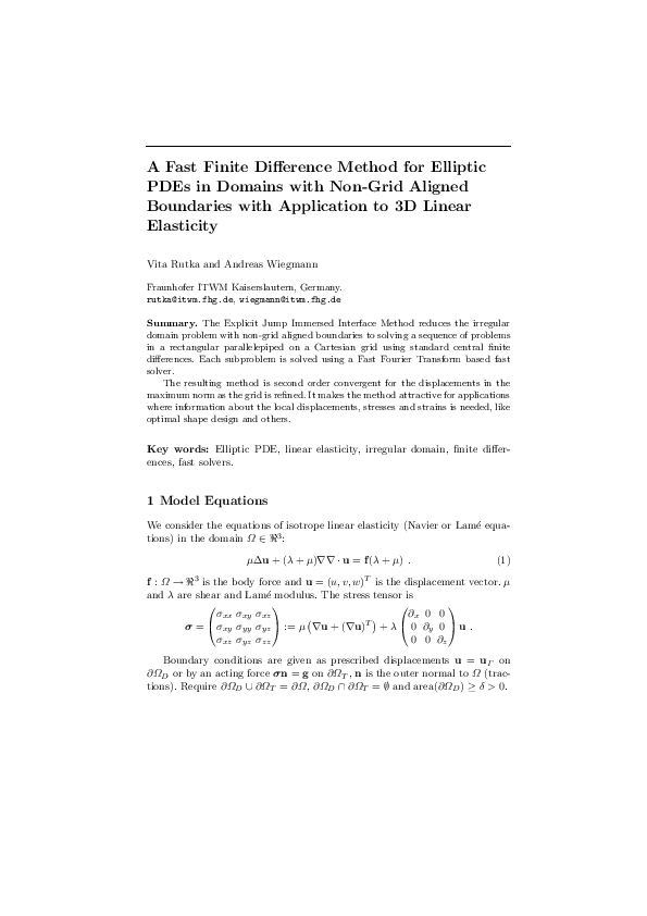(PDF) A Fast Finite Difference Method for Elliptic PDEs in Domains with