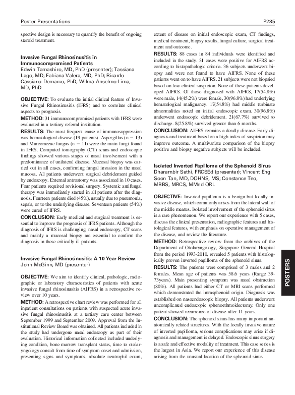 (PDF) Invasive Fungal Rhinosinusitis in Immunocompromised Patients