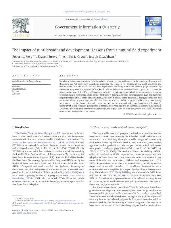 (PDF) The impact of rural broadband development: Lessons from a natural ...