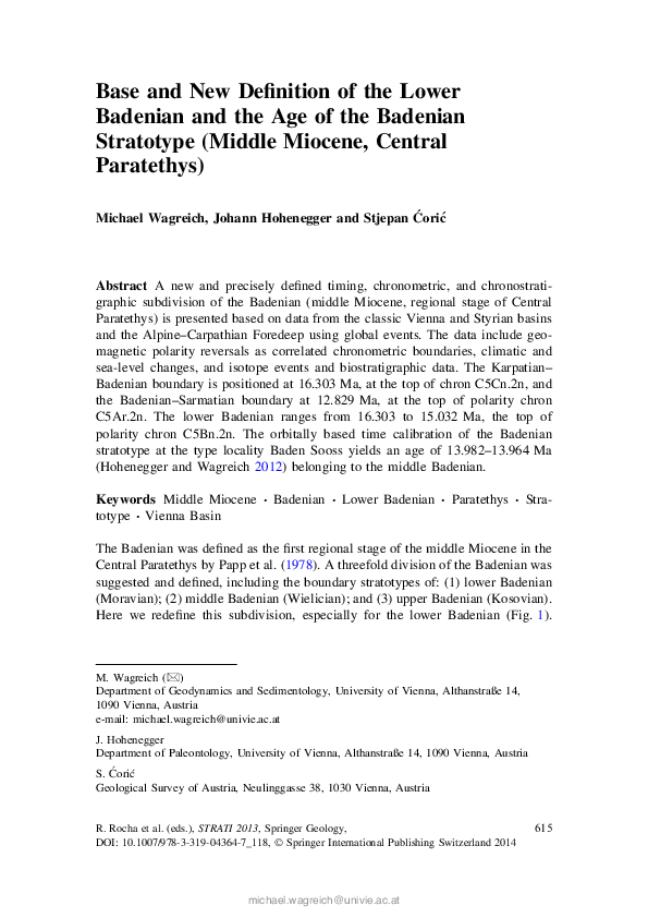 (PDF) Base and New Definition of the Lower Badenian and the Age of the