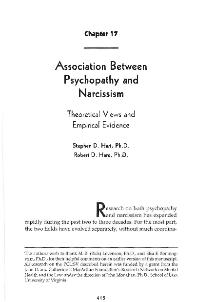(PDF) The association between psychopathy and narcissism: Theoretical ...
