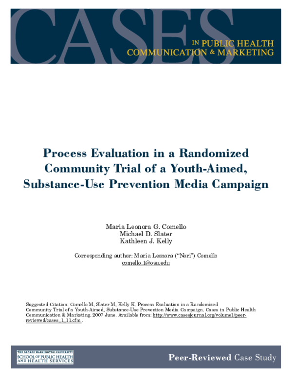 (PDF) Process Evaluation in a Randomized Community Trial of a Youth ...