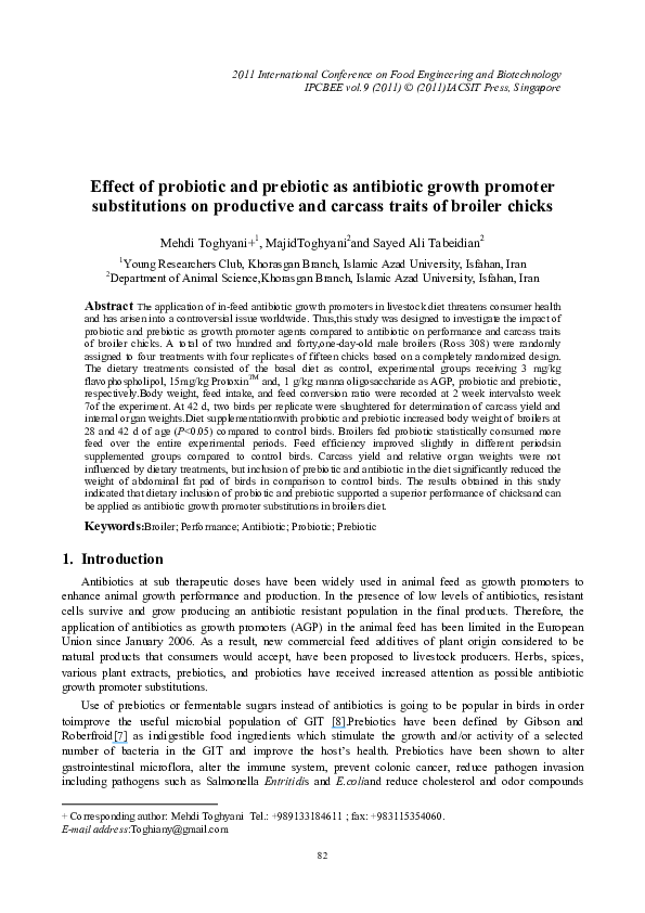 (PDF) Effect of probiotic and prebiotic as antibiotic growth promoter ...