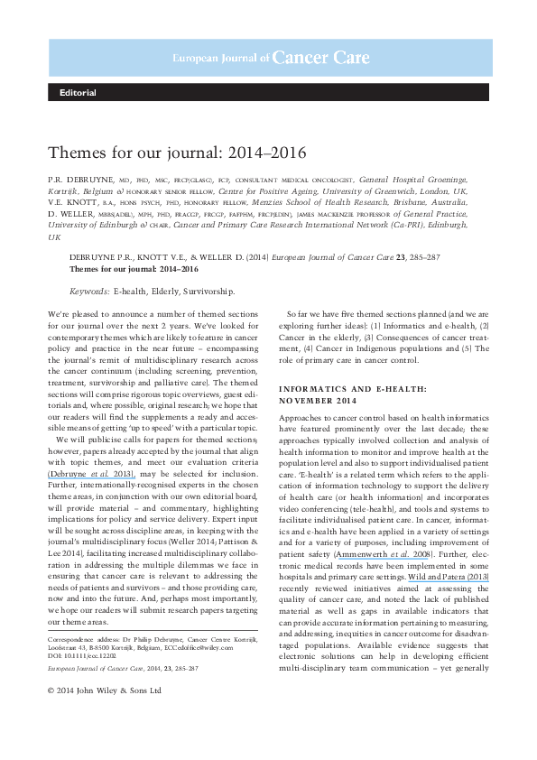 (PDF) Themes for our journal: 2014-2016