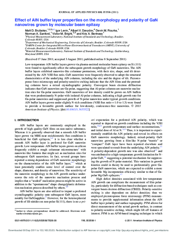 (PDF) Effect of AlN buffer layer properties on the morphology and ...