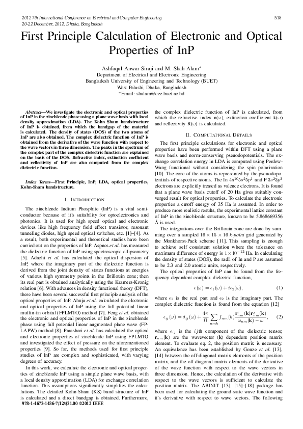 (PDF) First principle calculation of the electronic and magnetic ...