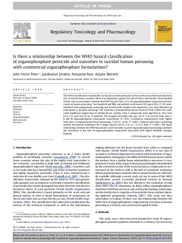 (PDF) Is there a relationship between the WHO hazard classification of