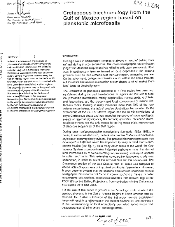 (PDF) Cretaceous Biochronology from the Gulf of Mexico Region Based on ...