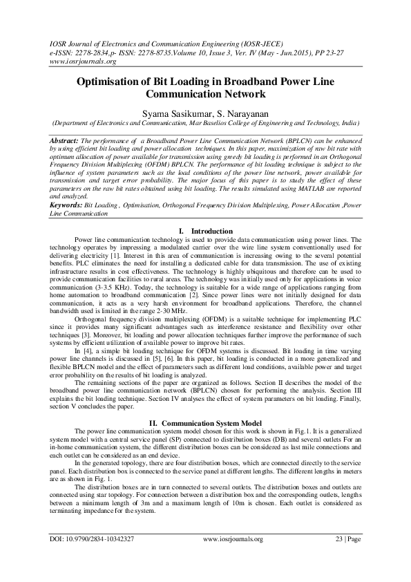 (PDF) Optimisation of Bit Loading in Broadband Power Line Communication ...