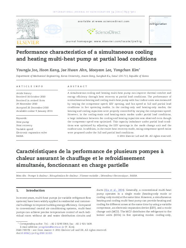 (PDF) Performance characteristics of a simultaneous cooling and heating ...