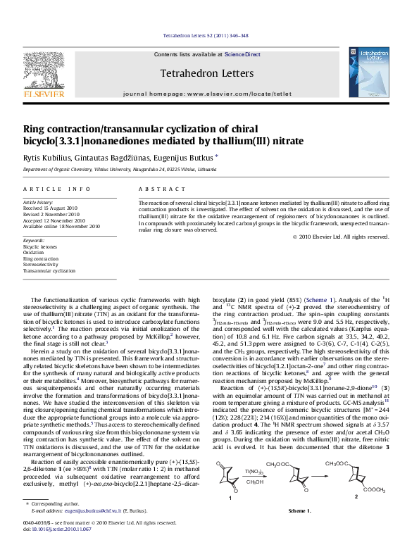 (PDF) Ring contraction/transannular cyclization of chiral bicyclo[3.3.1 ...