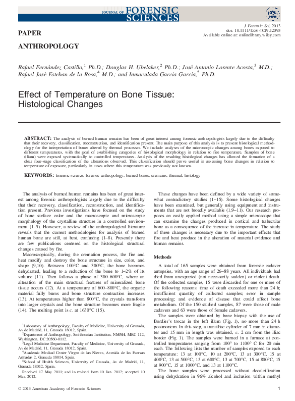 (PDF) Effect of Temperature on Bone Tissue Histological Changes