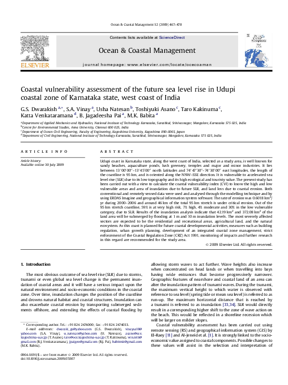 (PDF) Coastal vulnerability assessment of the future sea level rise in ...