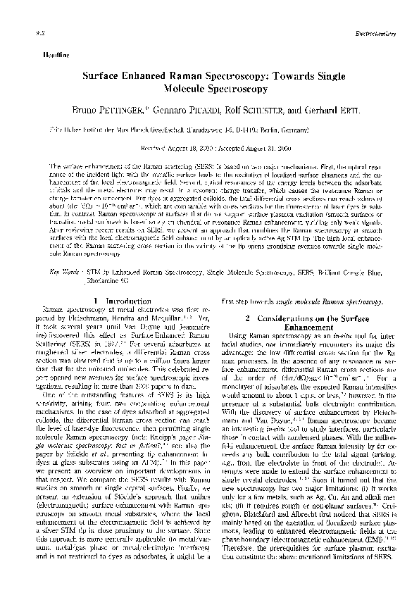 (PDF) Surface enhanced Raman spectroscopy: Towards single molecular ...